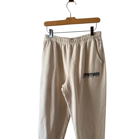 Sporty & Rich Team Logo Sweatpants Beige M - Picture 4 of 9